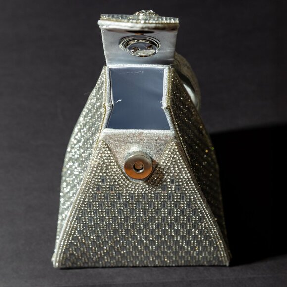 Verano Hill Crystal Pyramid Handbag – Silver Rhinestone Purse - Picture 3 of 5